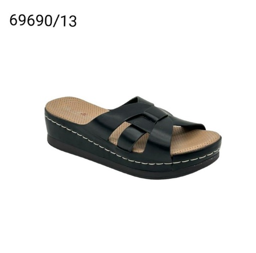 [69690/13] شبشب نسائي  69690/13  اسود-بيح    37-42      C6