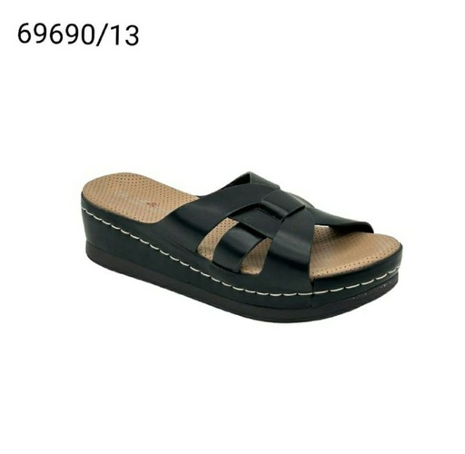 [69690/13] شبشب نسائي  69690/13  اسود-كاكي    37-42      C6
