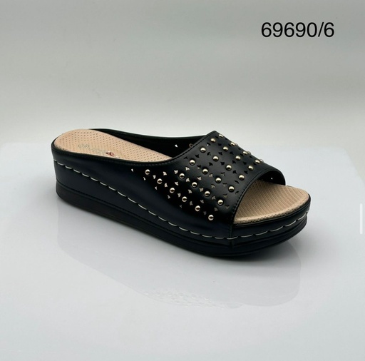 [69690/6] شبشب نسائي  69690/6  اسود-كاكي    37-42      A6